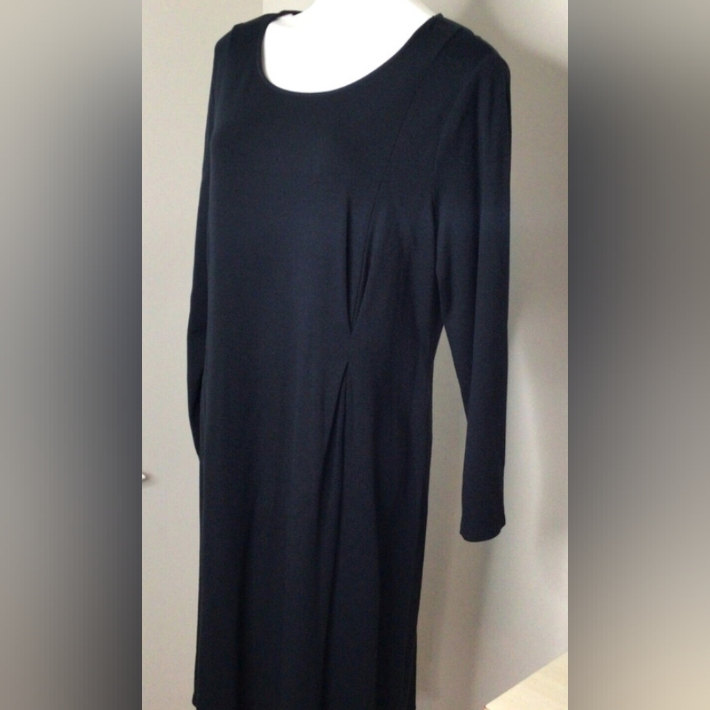 J. Jill Black Stretch Knit Scoop Neck Long Sleeve Dress Size Large Petite